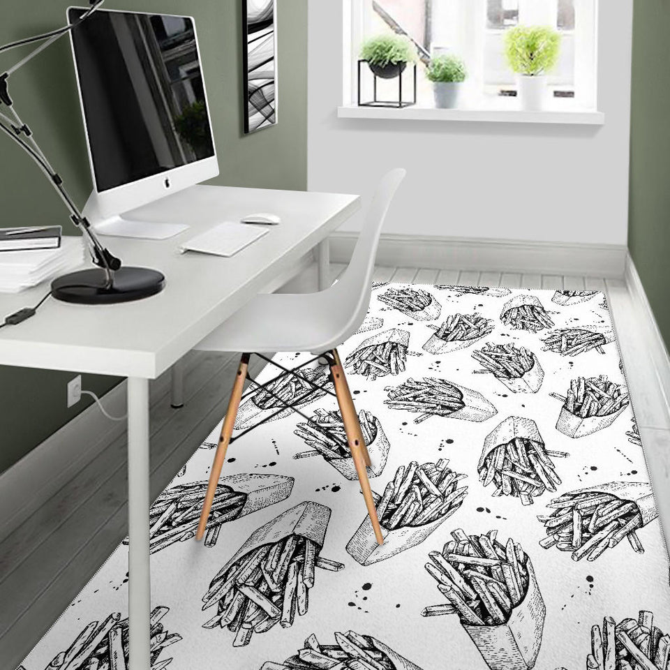 Hand Drawn French Fries Pattern Area Rug