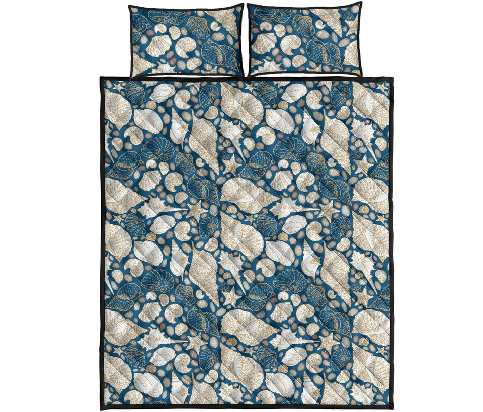 Shell Polynesian Tribal design pattern Quilt Bed Set