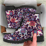 Elephant Indian Style Ornament Pattern Leather Boots
