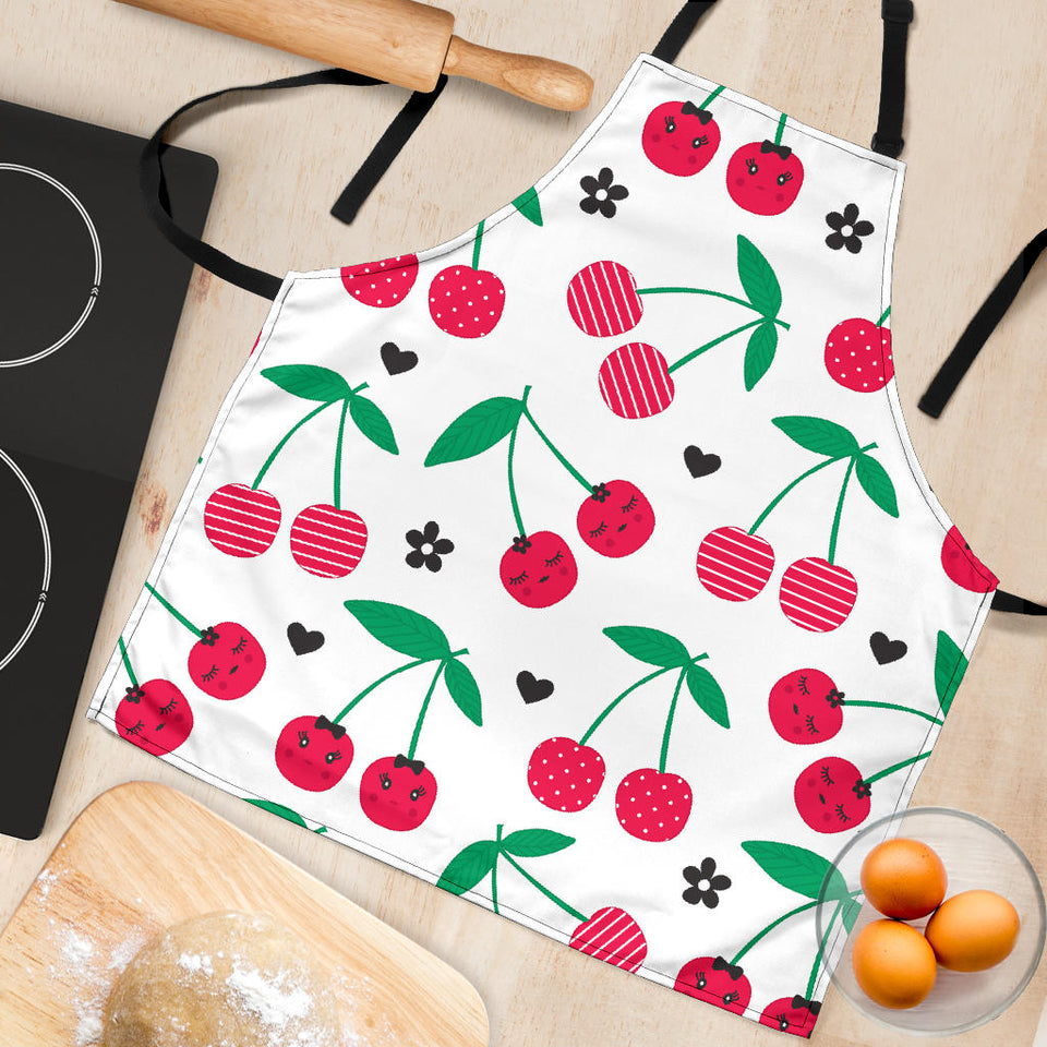 Cherry Pattern White Background Adjustable Apron