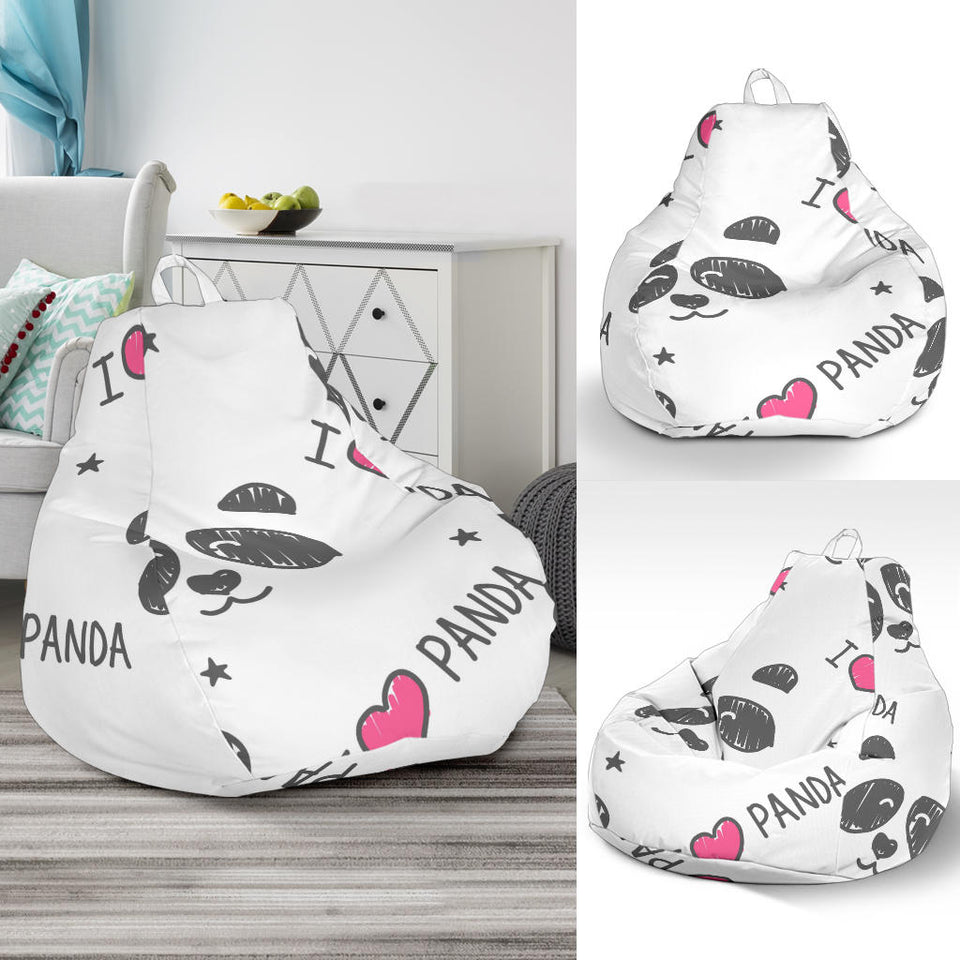 Hand Drawn Faces Of Pandas Pattern Bean Bag Cover