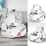 Hand Drawn Faces Of Pandas Pattern Bean Bag Cover