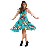 Cute Sushi Pattern Sleeveless Midi Dress