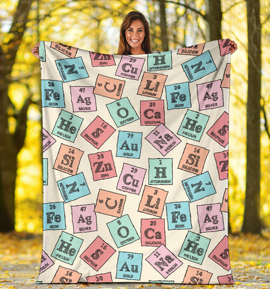 Chemistry Periodic Table Pattern Print Design 02 Premium Blanket