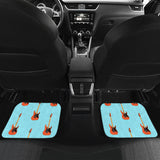 Electric Guitar Pattern Light Blue Background Front And Back Car Mats