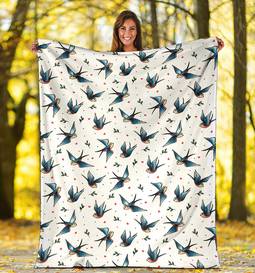 Swallow Pattern Print Design 04 Premium Blanket