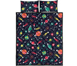colorful space pattern planet star Quilt Bed Set