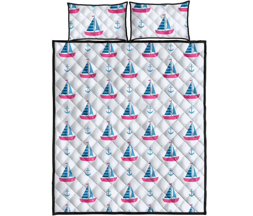 Sailboat anchor pattern Quilt Bed Set