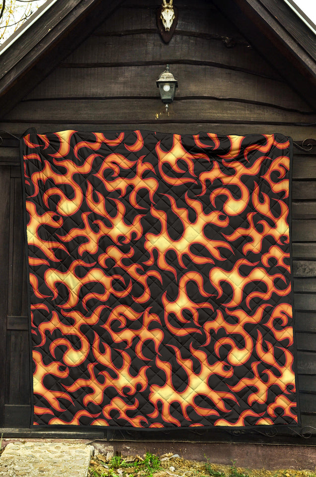 Fire Flame Dark Pattern Premium Quilt