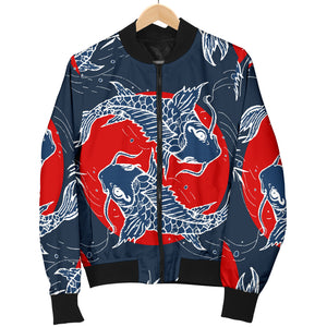 Koi Fish Carp Fishs Hand Drawn Japanese Art Women'S Bomber Jacket
