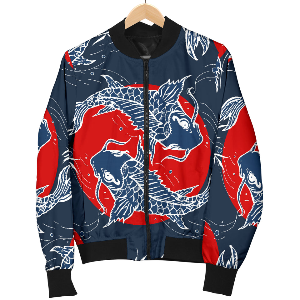 Koi Fish Carp Fishs Hand Drawn Japanese Art Women'S Bomber Jacket
