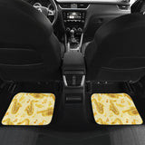 Saxophone Cornet Pattern Yellow Background Front And Back Car Mats