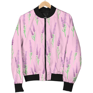 Lavender Pattern Pink Background Women'S Bomber Jacket