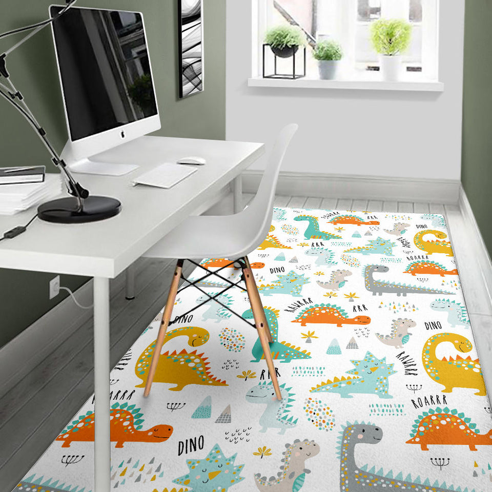 Cute Funny Kids Dinosaurs Pattern Area Rug