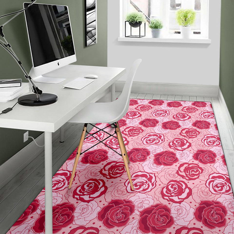 Rose Pattern Print Design 02 Area Rug