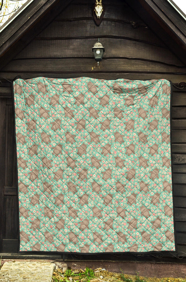 Hippopotamus Pattern Print Design 02 Premium Quilt