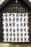 Cute Ninja Katana Sword Pattern Premium Quilt