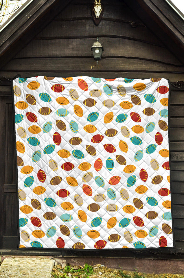 Colorful American Football Ball Pattern Premium Quilt