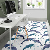 Dolphins Pattern Dotted Background Area Rug