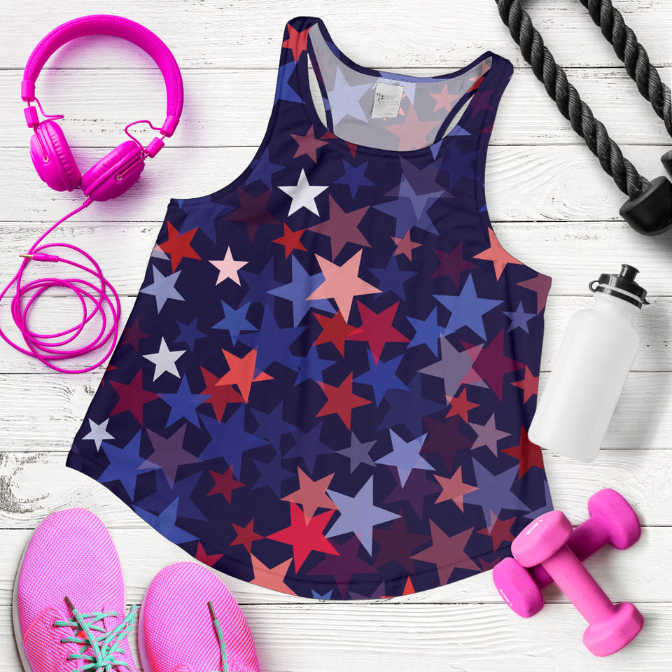 Red blue star pattern Women Racerback Tank Top