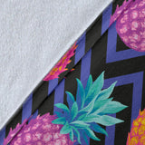 Pineapples Pattern Zigzag Background Premium Blanket