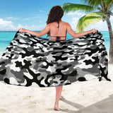 Black White Camo Camouflage Pattern Sarong