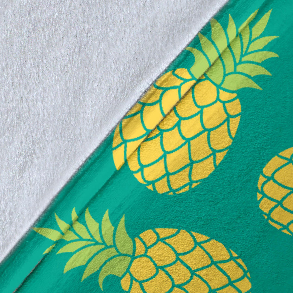 Pineapples Pattern Green Background Premium Blanket