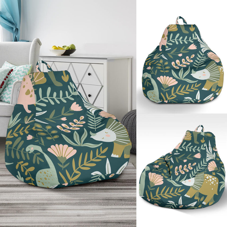 Dinosaurs Tropical Leaves Flower Pattern Bean Bag Cover