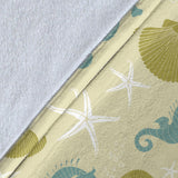 Seahorse Shell Starfish Pattern Background Premium Blanket