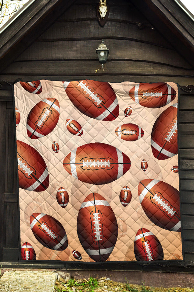 American Football Ball Design Pattern Premium Quilt