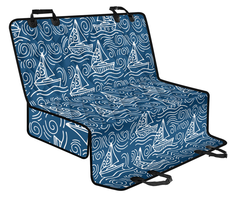 Hand Drawn Sailboat Pattern Dog Car Seat Covers
