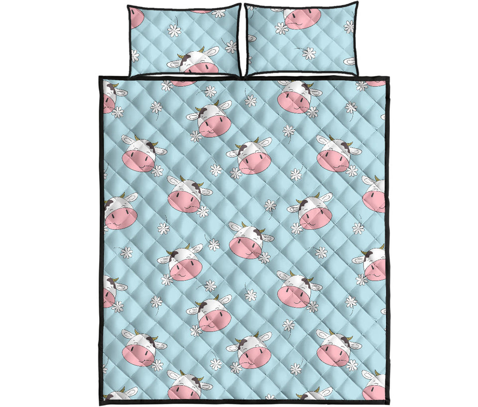 Cute cow flower pattern Quilt Bed Set