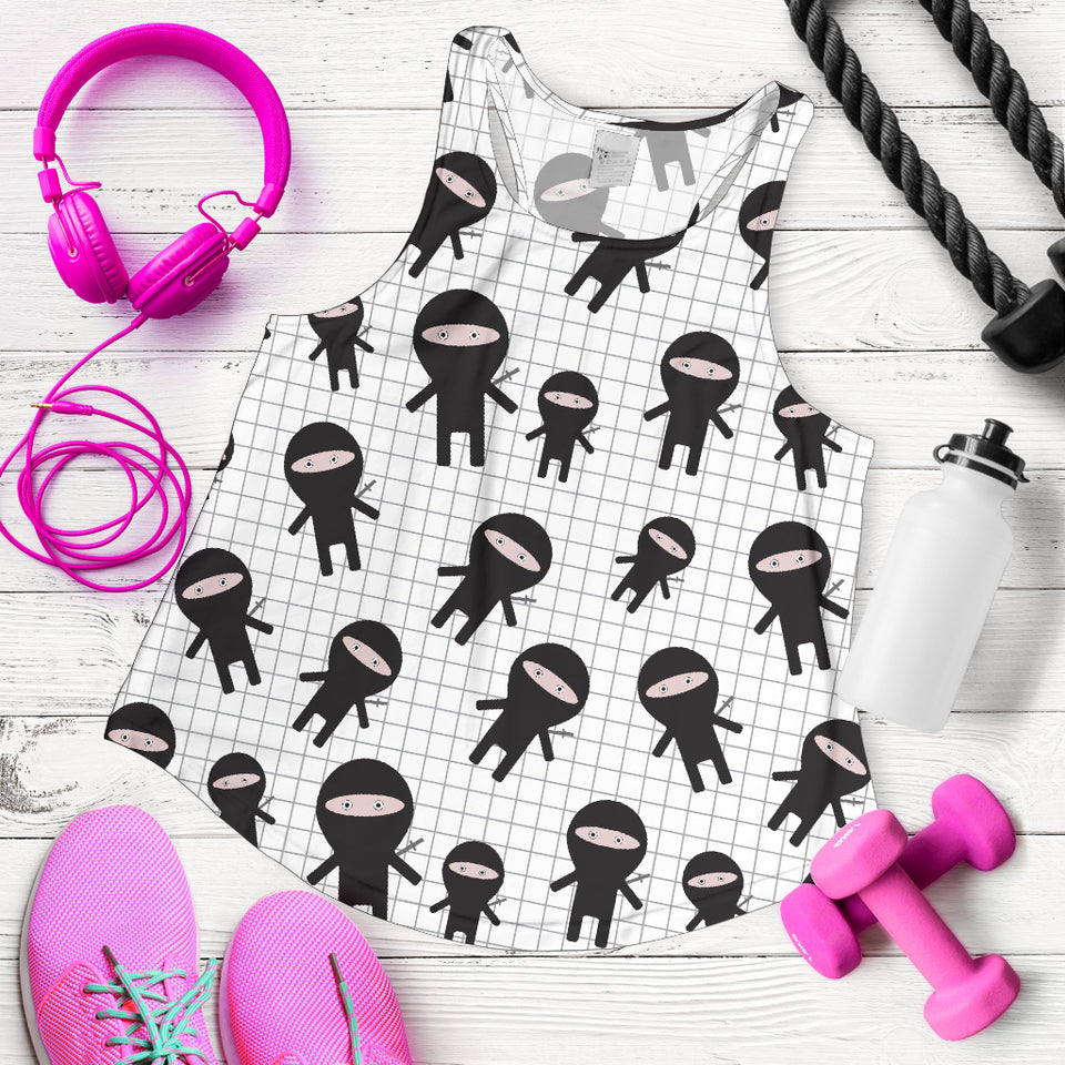 Ninja pattern plaid background Women Racerback Tank Top