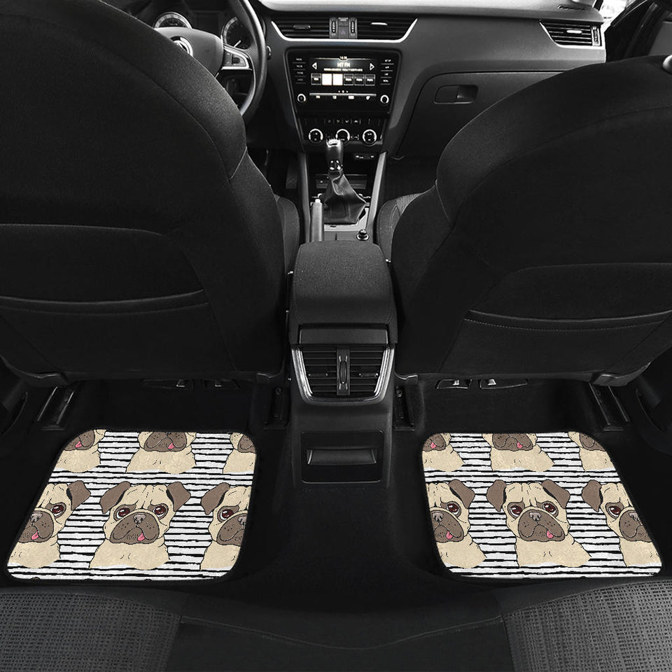 Happy Pug Pattern Front And Back Car Mats