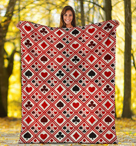 Casino Cards Suits Pattern Print Design 03 Premium Blanket