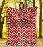 Casino Cards Suits Pattern Print Design 03 Premium Blanket