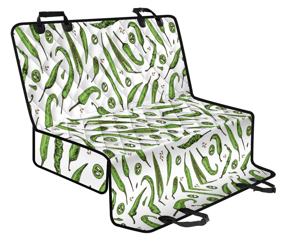Hand Drawn Sketch Style Green Chili Peppers Pattern Dog Car Seat Covers