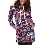 Elephant Indian Style Ornament Pattern Women'S Hoodie Dress