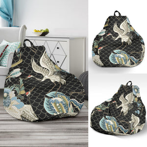 Japanese Crane Ornament Elements Bean Bag Cover