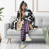 Crow Illustration Pattern Hooded Blanket