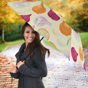 Onion Garlic White Red Pattern Umbrella