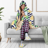 Pineapples Pattern Striped Background Hooded Blanket