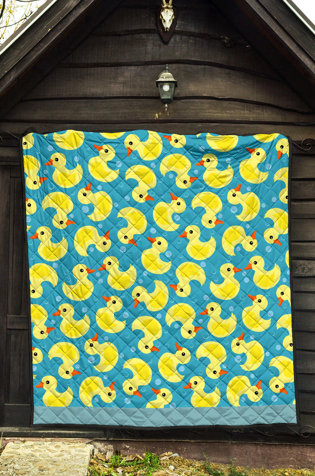 Duck Toy Pattern Print Design 04 Premium Quilt
