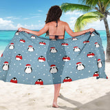 Cute Penguin Christmas Snow Pattern Sarong