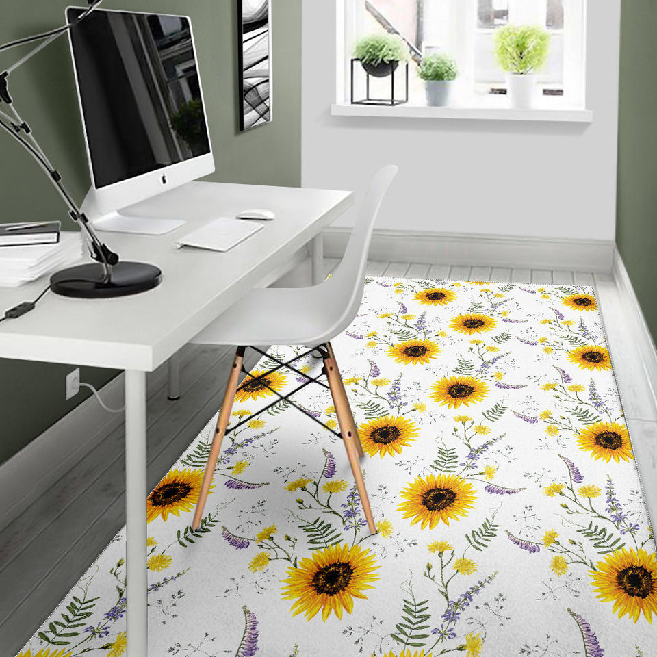 Beautiful Sunflowers Pattern Area Rug