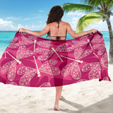 Beautiful Dragonfly Pink Background Sarong