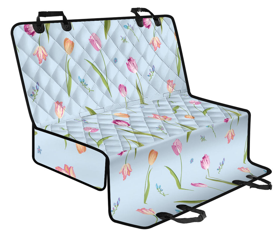 Watercolor Tulips Pattern Dog Car Seat Covers