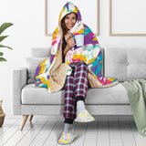 Colorful Crow Illustration Pattern Hooded Blanket
