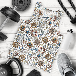 Cute nautical steering wheel anchor pattern Men Tank Top