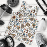 Cute nautical steering wheel anchor pattern Men Tank Top